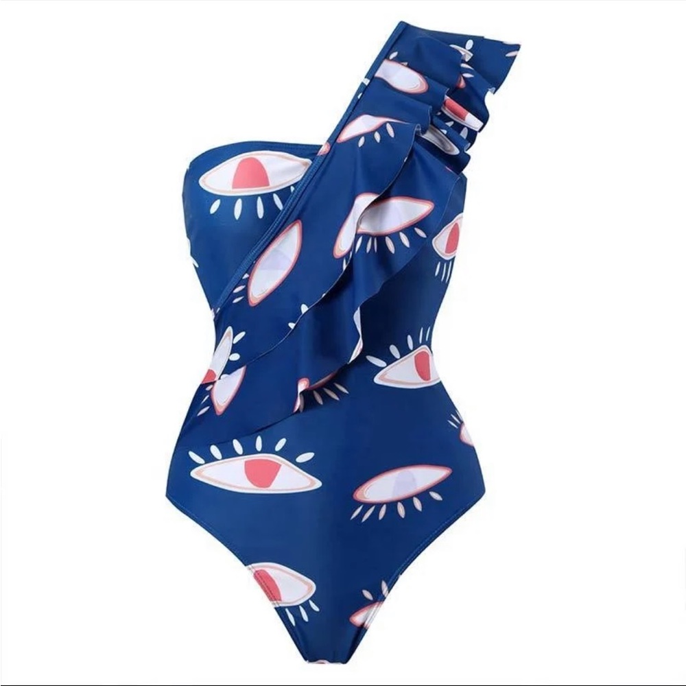 🧿 (last 1) Turkish Evil Eye Ruffle One Piece Bikini 🧿 - Picture 5 of 9